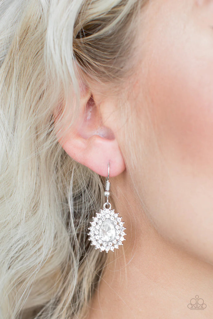 Star-Crossed Starlet - Paparazzi White Earrings