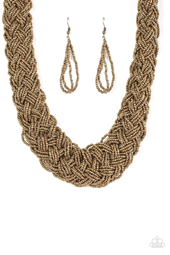 Mesmerizingly Mesopotamia - Paparazzi Brass Necklace