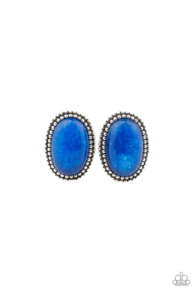 Shiny Sediment - Paparazzi Blue Earrings