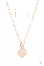 Load image into Gallery viewer, Heart-Stopping Sparkle - Paparazzi Gold Necklace