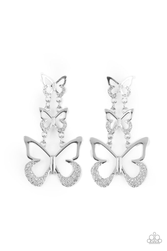 Flamboyant Flutter - Paparazzi White Earrings