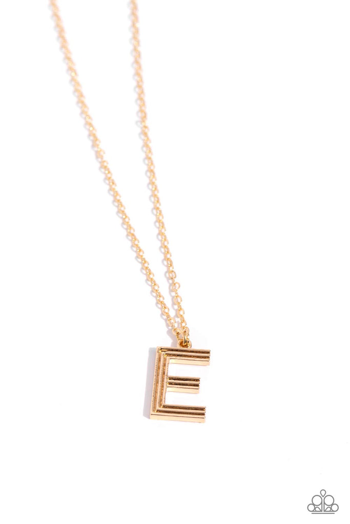 Leave Your Initials - E - Paparazzi Gold Necklace