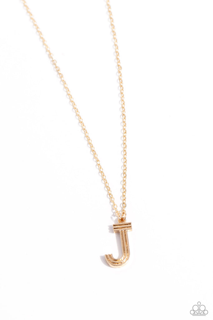 Leave Your Initials - J - Paparazzi Gold Necklace