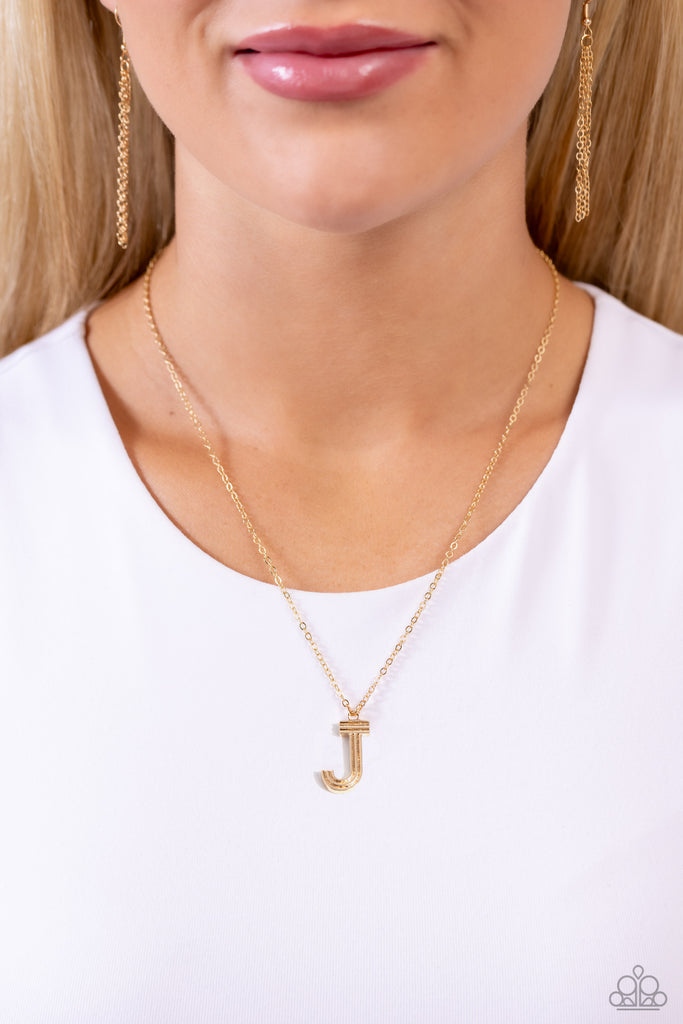Leave Your Initials - J - Paparazzi Gold Necklace