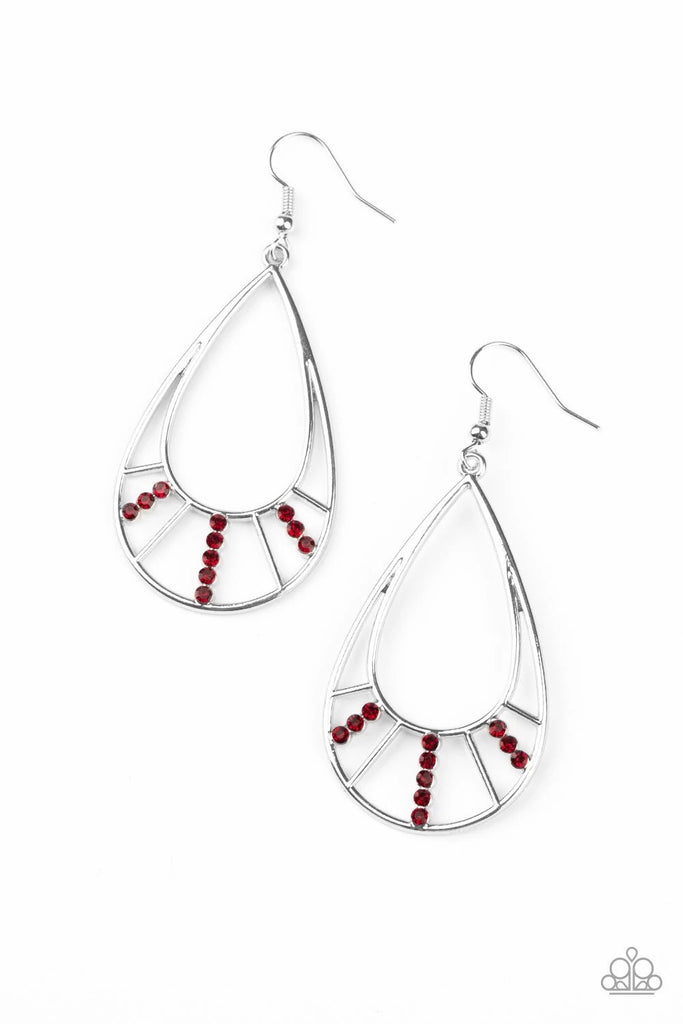 Line Crossing Sparkle - Paparazzi Red Earrings
