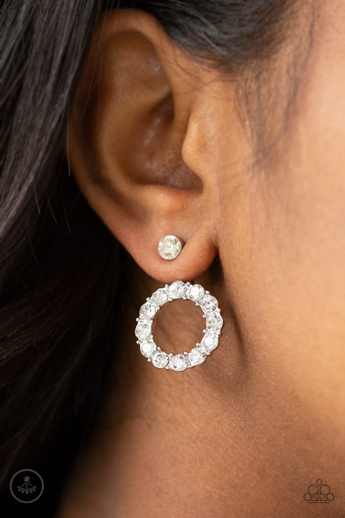 Diamond Halo - Paparazzi White Earrings